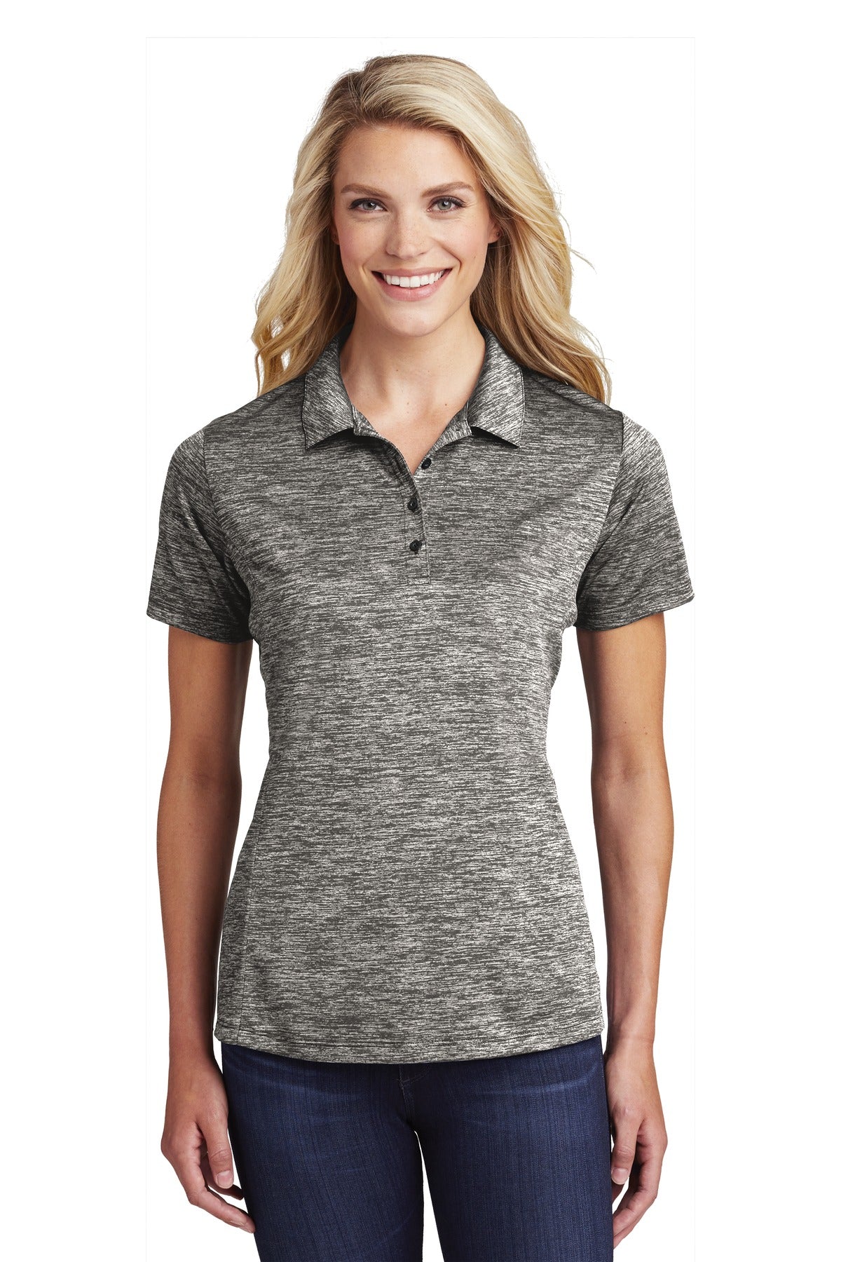 Sport-Tek Ladies PosiCharge Electric Heather Polo. LST590