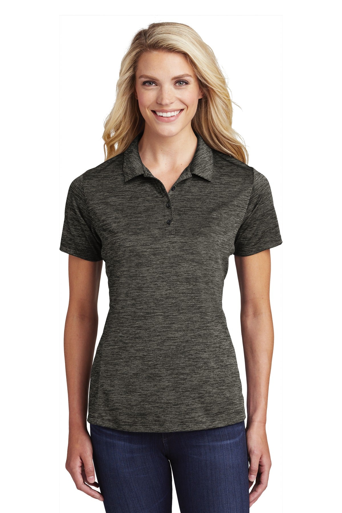 Sport-Tek Ladies PosiCharge Electric Heather Polo. LST590