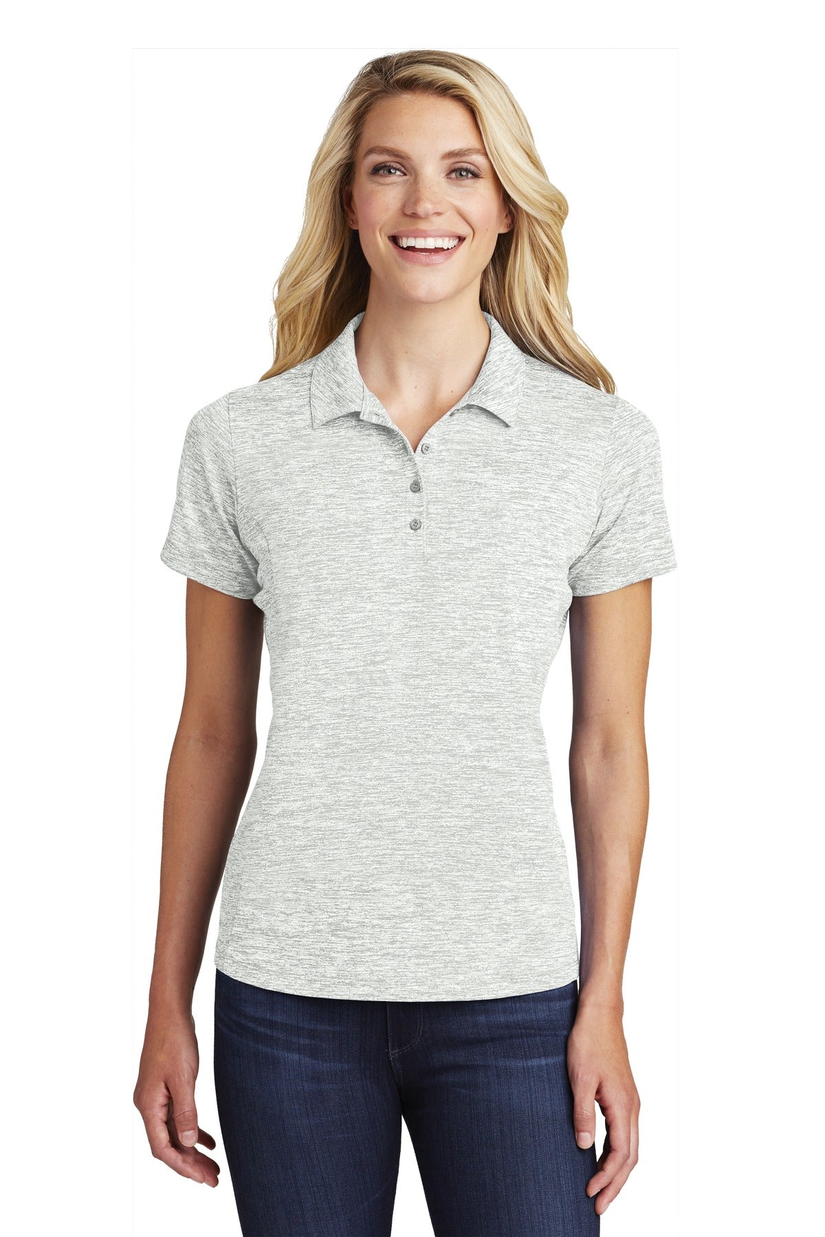 Sport-Tek Ladies PosiCharge Electric Heather Polo. LST590