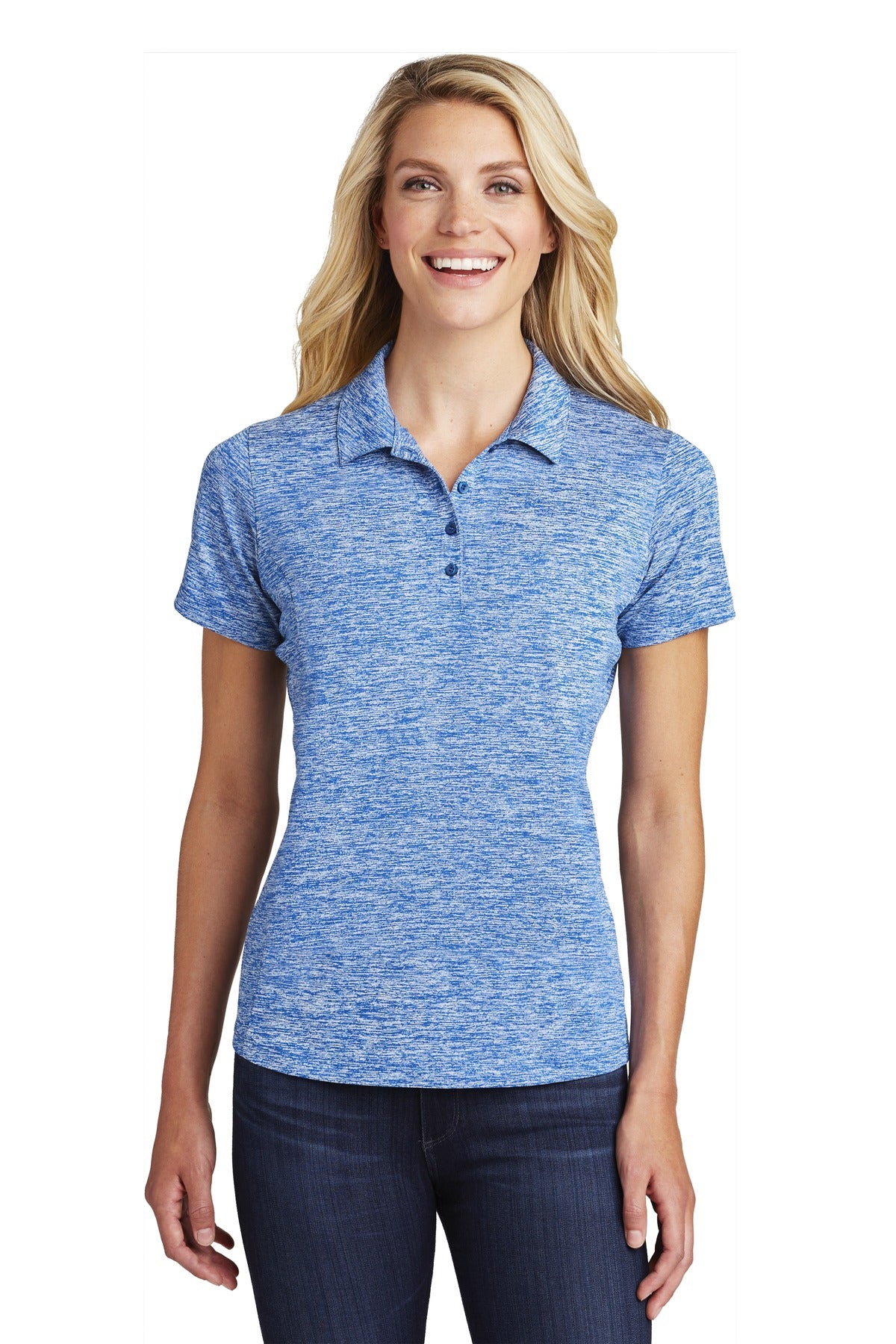 Sport-Tek Ladies PosiCharge Electric Heather Polo. LST590