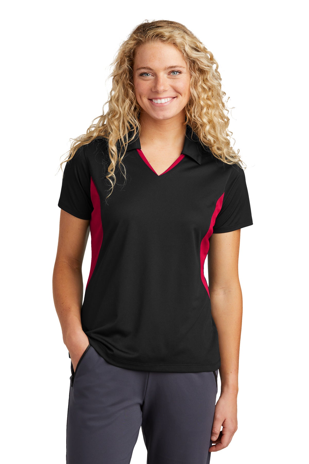 Sport-Tek Ladies Side Blocked Micropique Sport-WickÂ® Polo. LST655