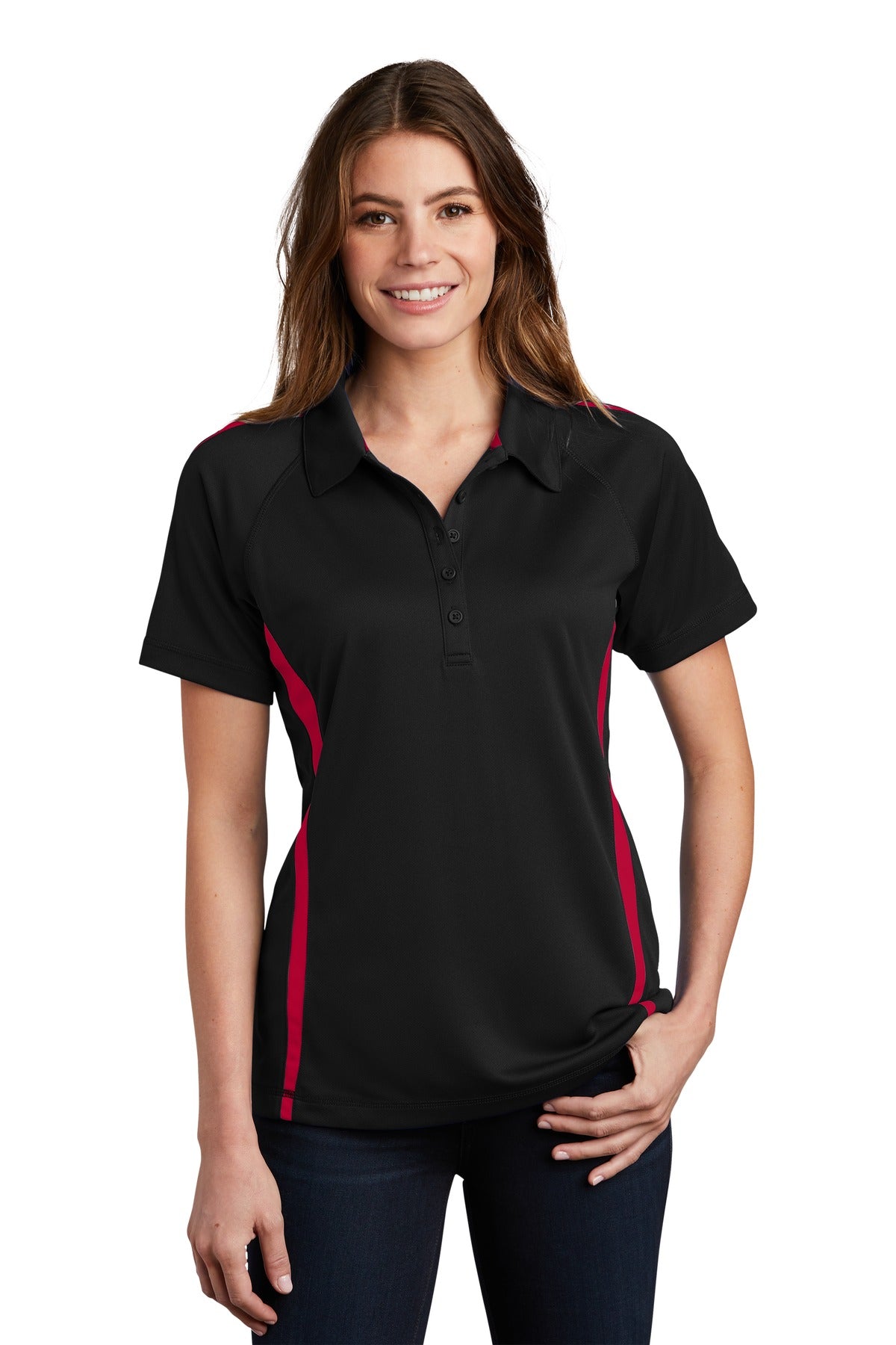 Sport-Tek Ladies PosiCharge Micro-Mesh Colorblock Polo. LST685