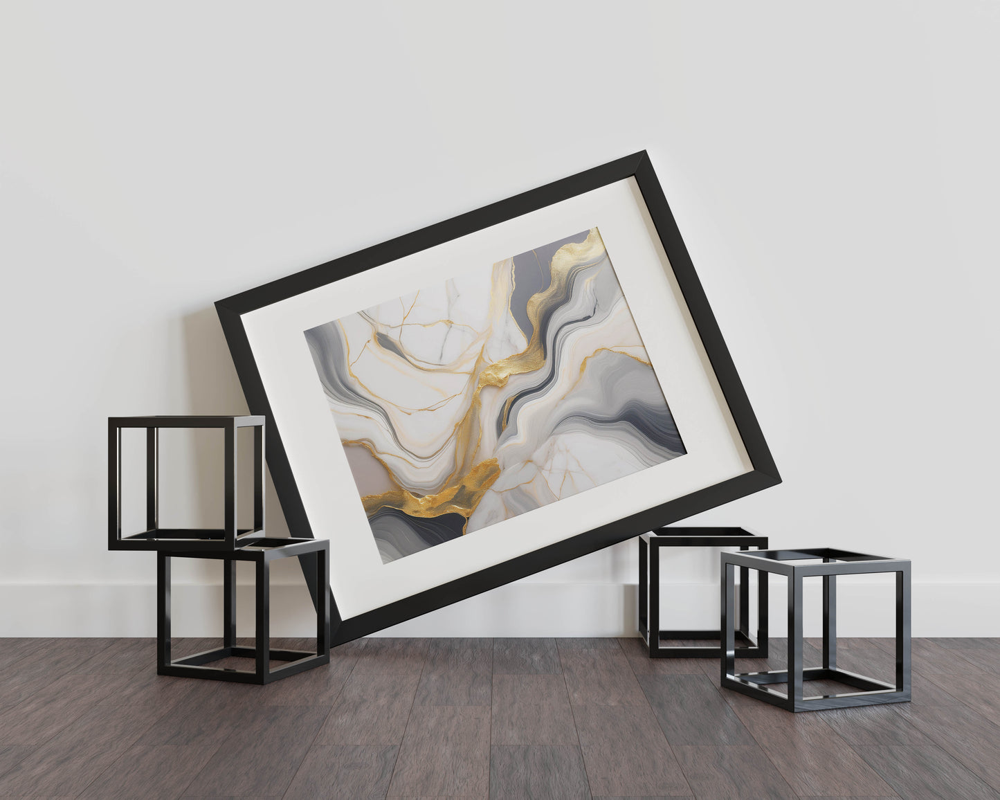 Marble- Golden Wave Harmony - Luxury Marble Abstract Art with Soft Neutrals and Subtle Gold Highlights