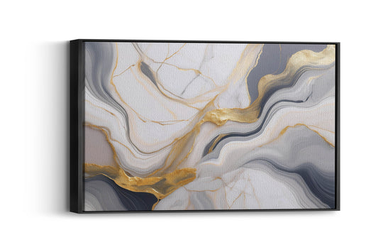 Marble- Golden Wave Harmony - Luxury Marble Abstract Art with Soft Neutrals and Subtle Gold Highlights