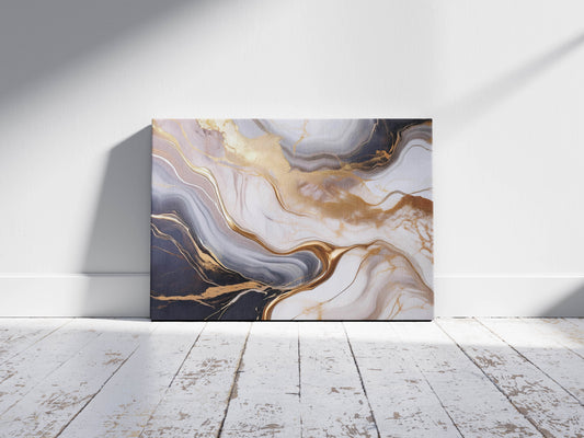 Marble-Gilded Wave | Luxurious Marble Abstract Art with Subtle Gold Highlights
