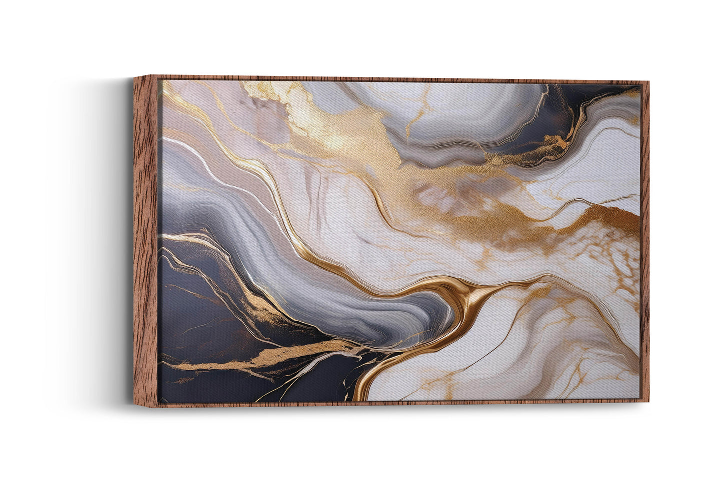 Marble-Gilded Wave | Luxurious Marble Abstract Art with Subtle Gold Highlights
