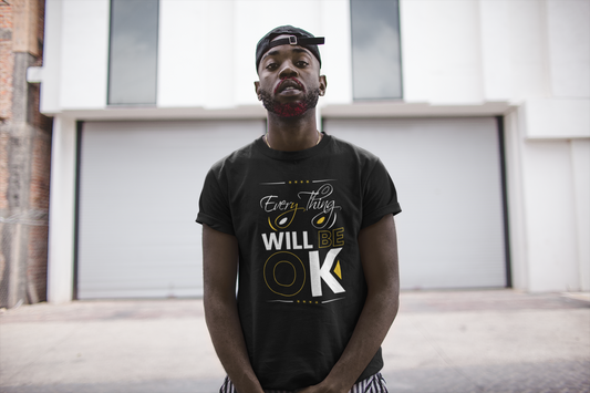 Motivational Shirt - Everything Will Be OK, Yellow & White 3