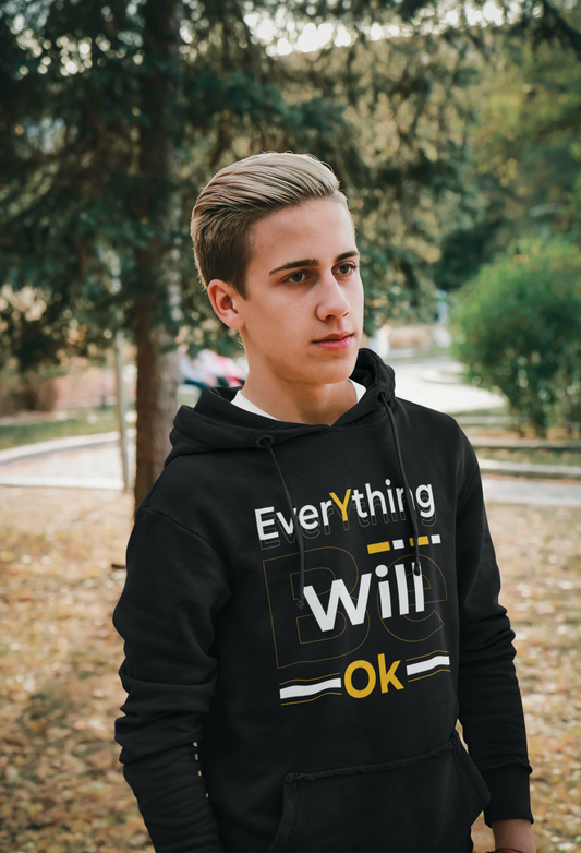 Motivational Shirt - Everything Will Be OK, Yellow & White