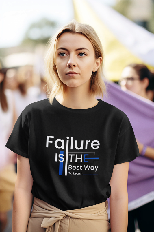 Motivational Shirt - Failure is the Best Way To Learn, Blue & White