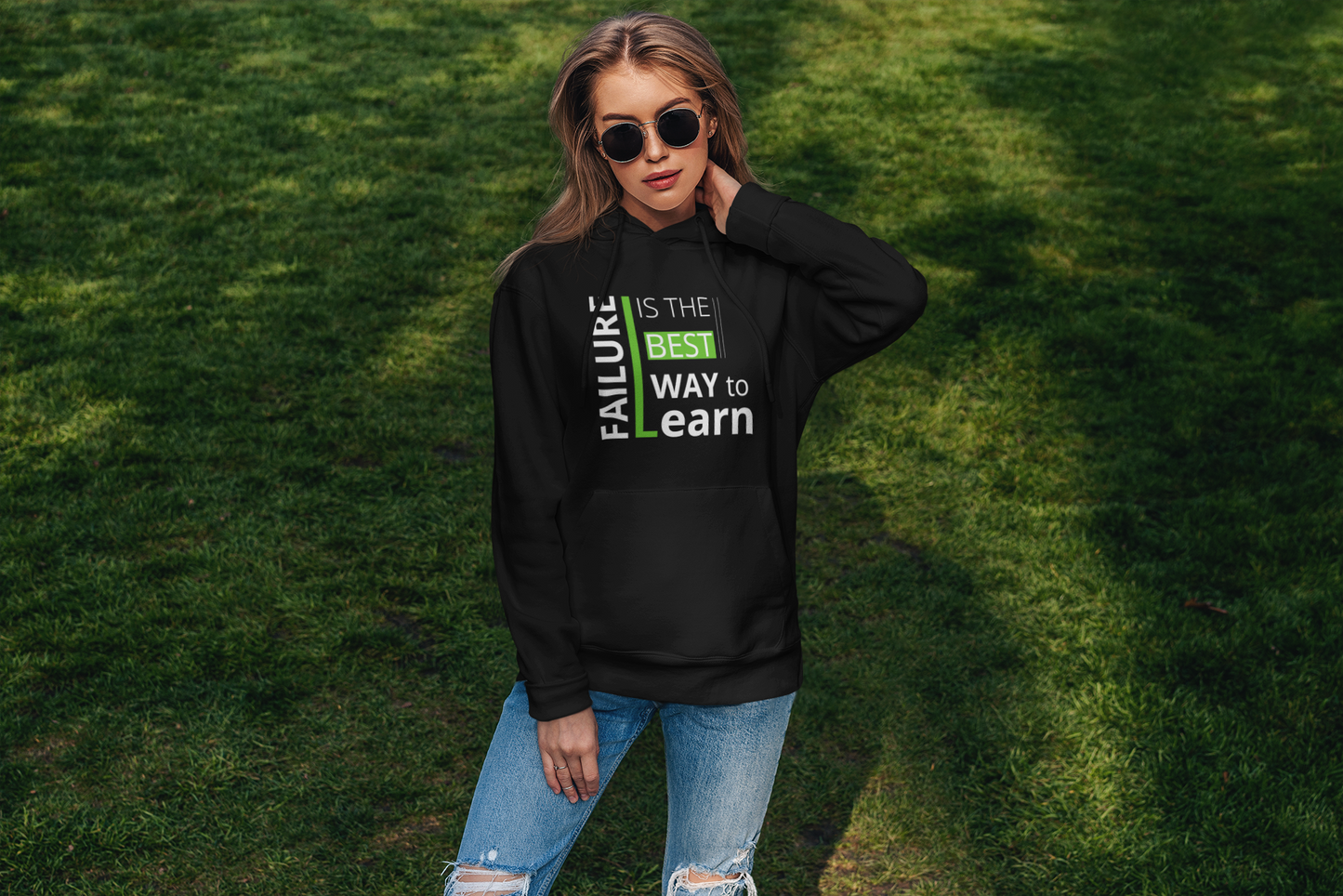 Motivational Shirt - Failure is the Best Way To Learn, Green & White