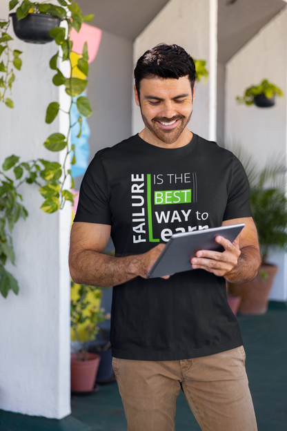 Motivational Shirt - Failure is the Best Way To Learn, Green & White