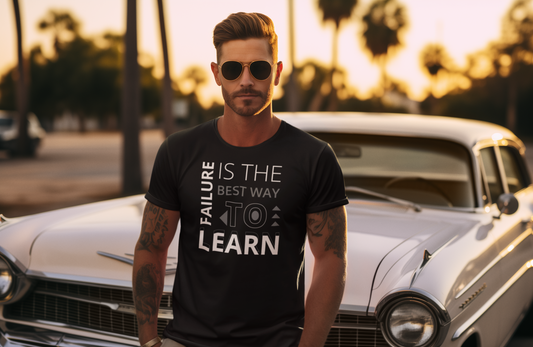 Motivational Shirt - Failure is the Best Way To Learn, Grey & White