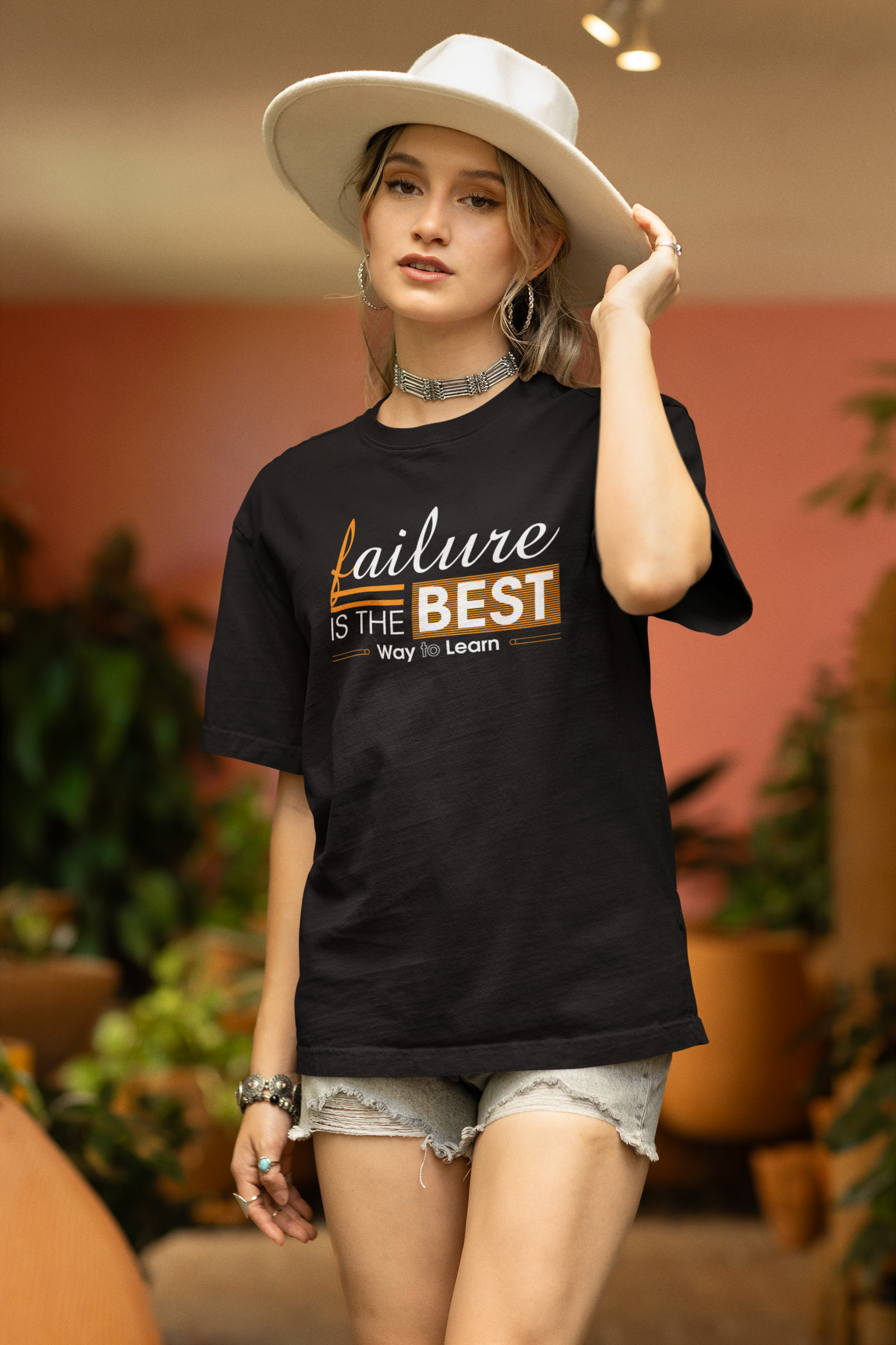 Motivational Shirt - Failure is the Best Way To Learn, Orange & White