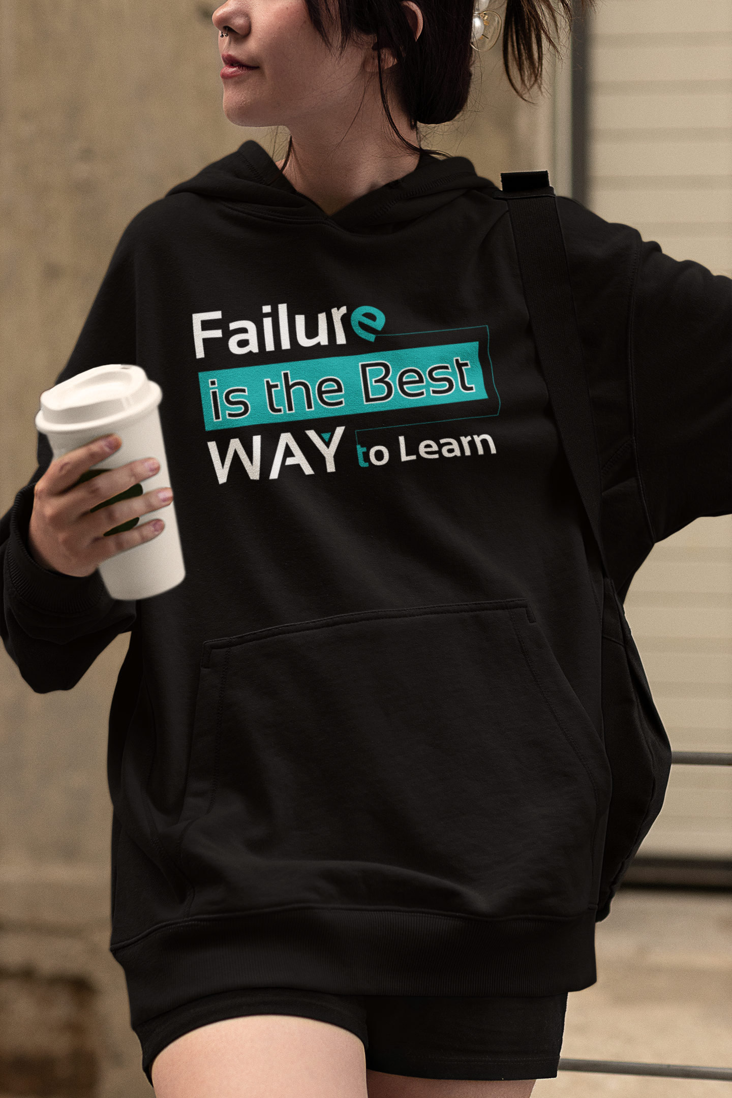 Motivational Shirt - Failure is the Best Way To Learn, Teal & White