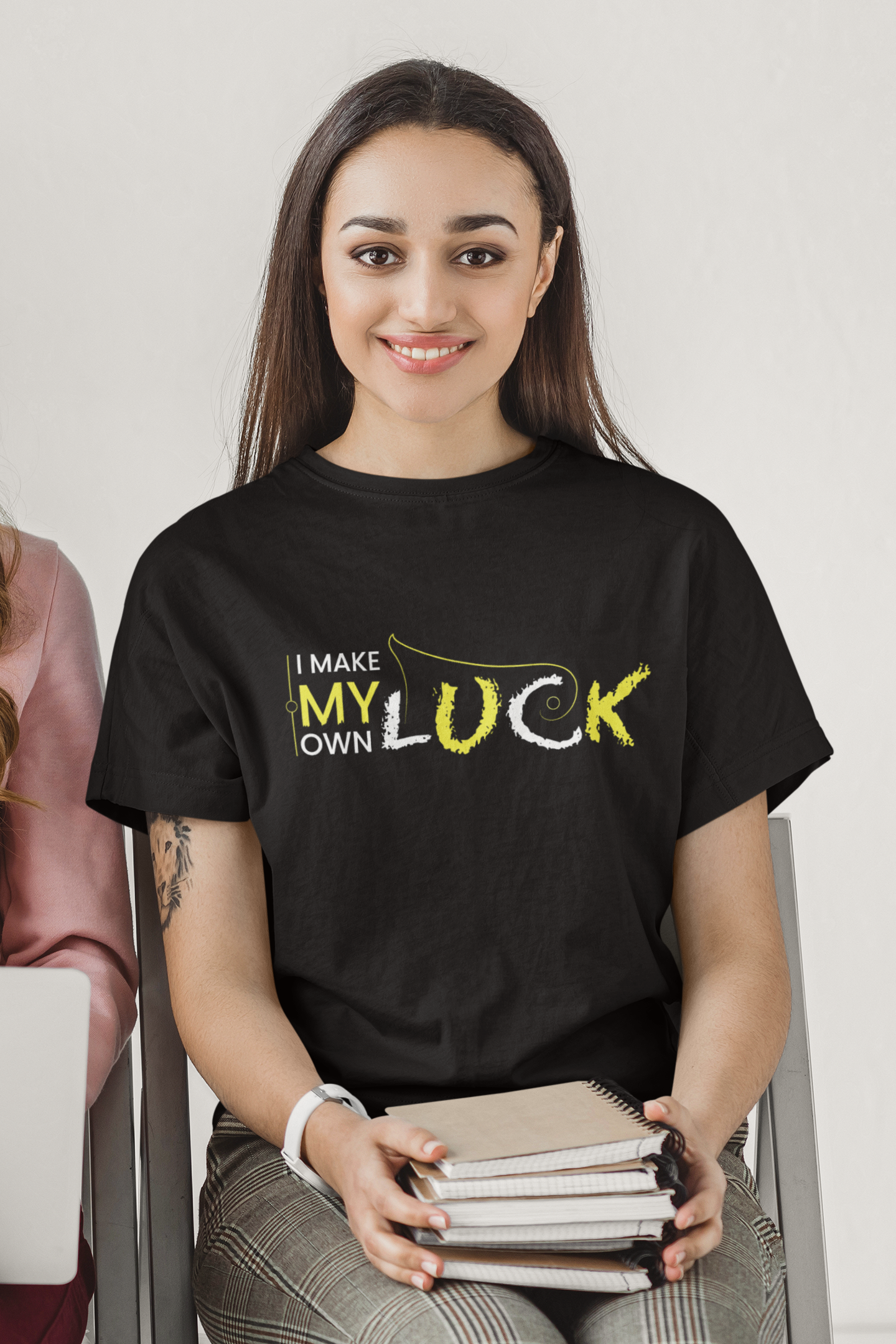 Motivational Shirt - I Make My Own Luck, Yellow & White
