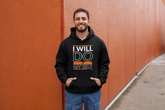 Motivational Shirt - I will Do It Myself, Orange & White