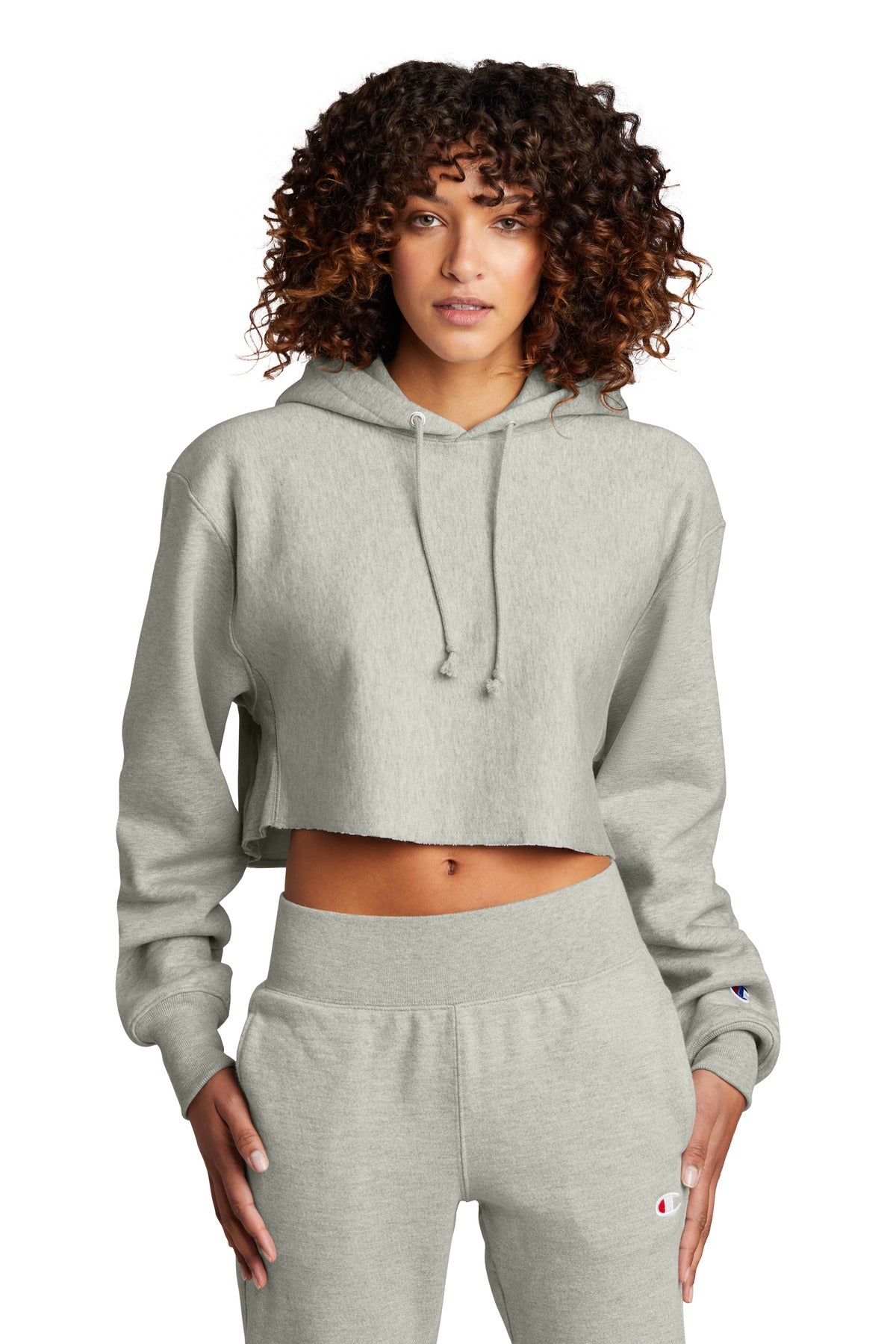 Champion Women's Reverse Weave Cropped Cut-Off Hooded Sweatshirt RW01W