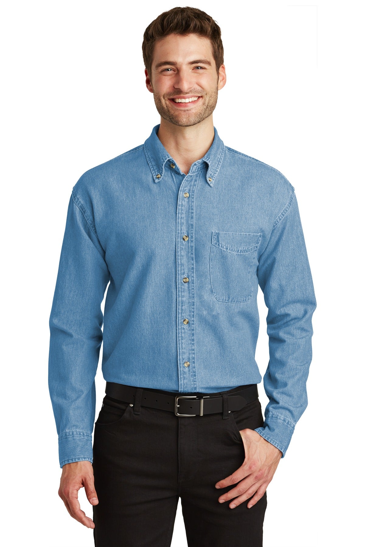 Port Authority Long Sleeve Denim Shirt. S600