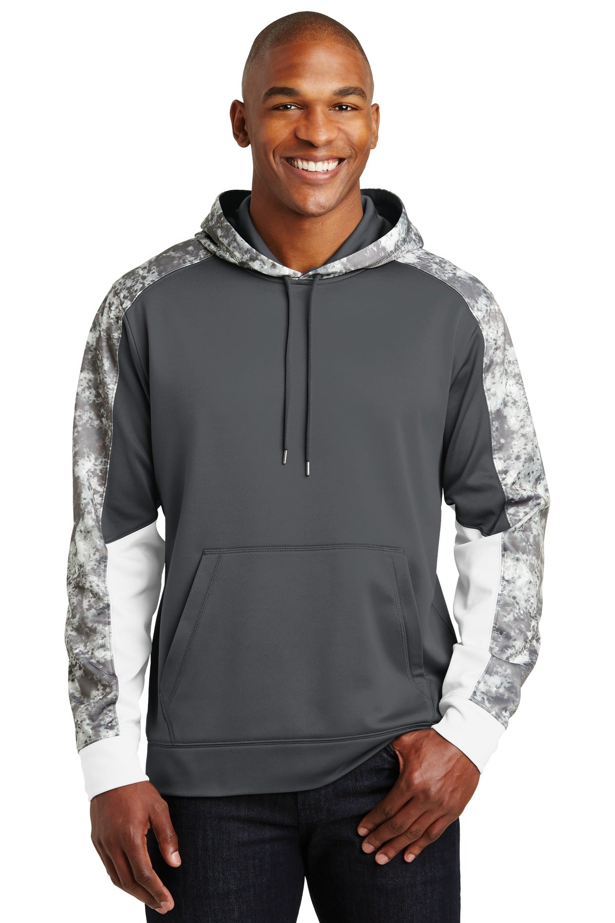 Sport-Tek Sport-Wick Mineral Freeze Fleece Colorblock Hooded Pullover. ST231