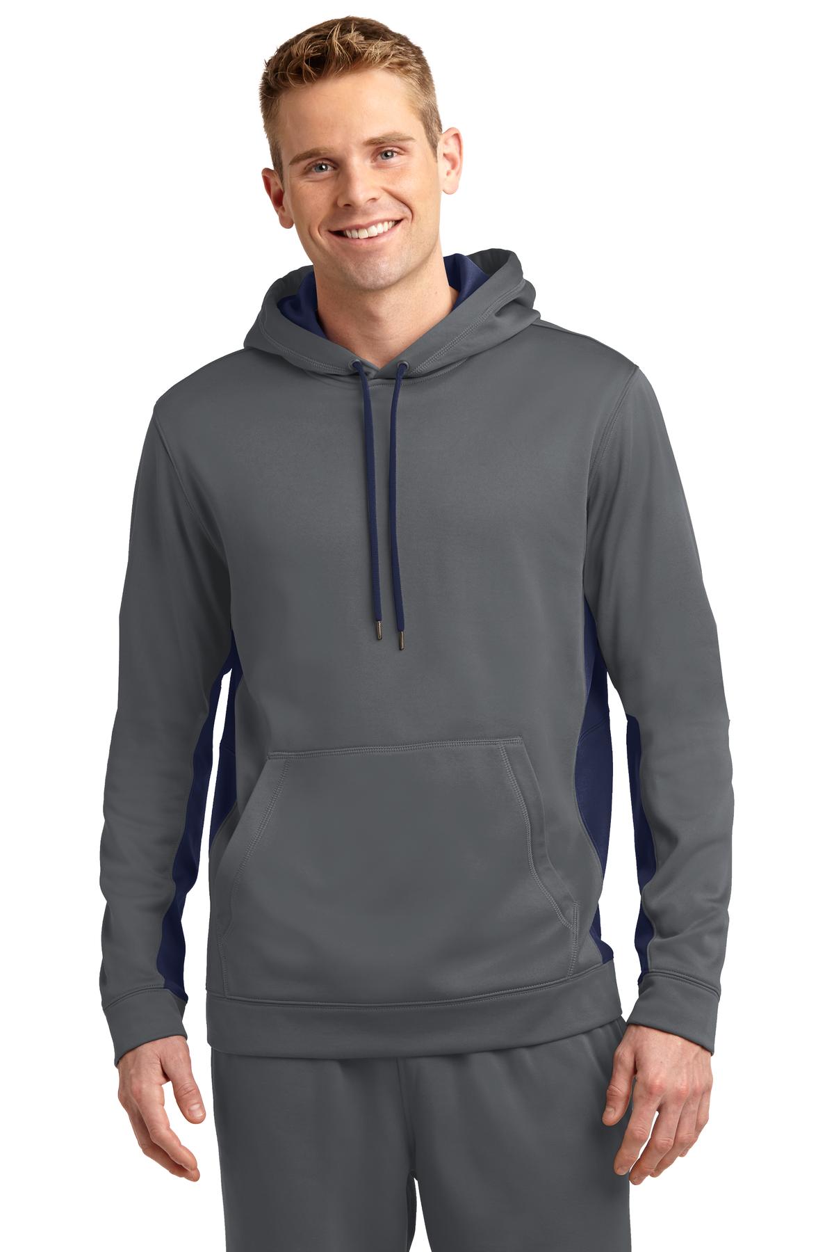 Sport-Tek Sport-Wick Fleece Colorblock Hooded Pullover. ST235