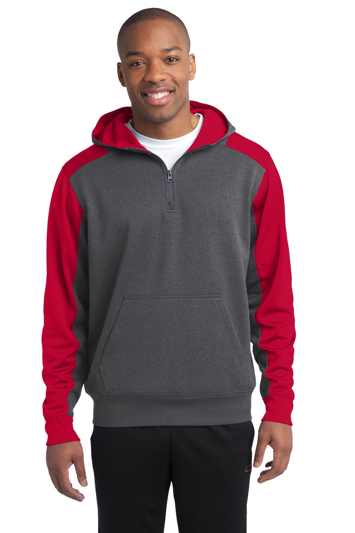 Sport-Tek  Tech Fleece Colorblock 1/4-Zip Hooded Sweatshirt. ST249