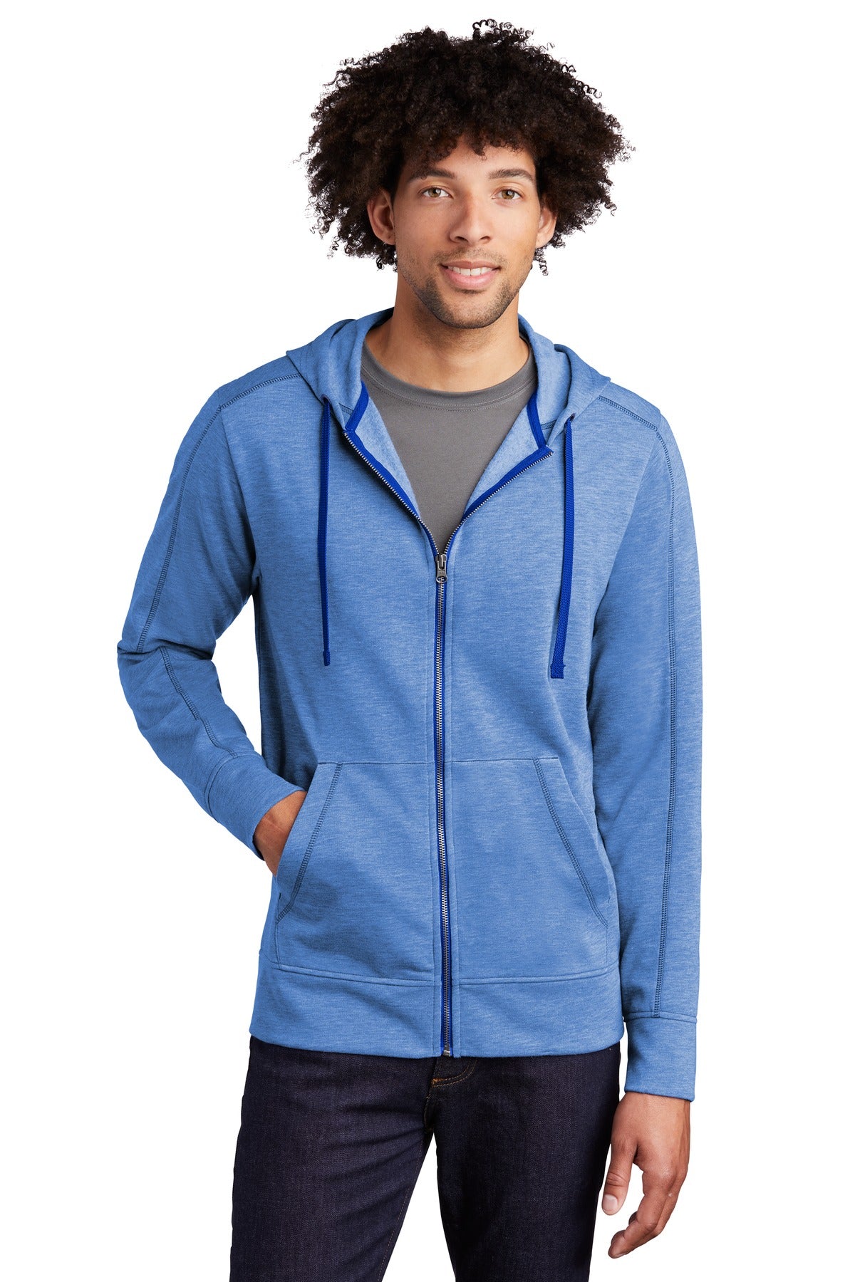 Sport-Tek PosiCharge Tri-Blend Wicking Fleece Full-Zip Hooded Jacket ST293