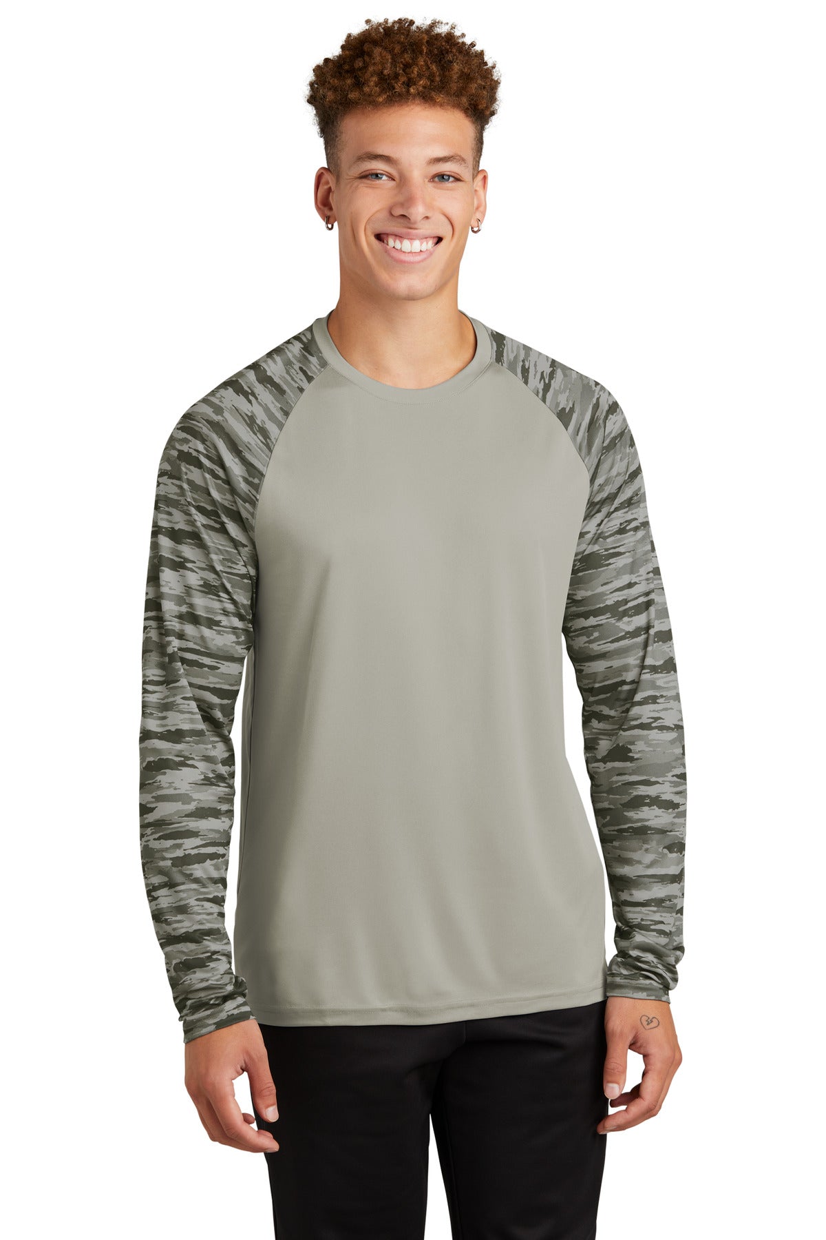 Sport-Tek Drift Camo Colorblock Long Sleeve Tee ST376LS