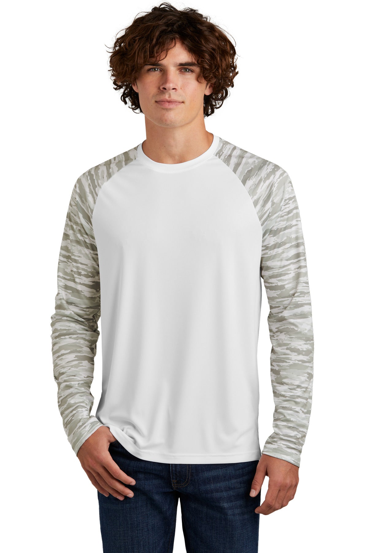 Sport-Tek Drift Camo Colorblock Long Sleeve Tee ST376LS