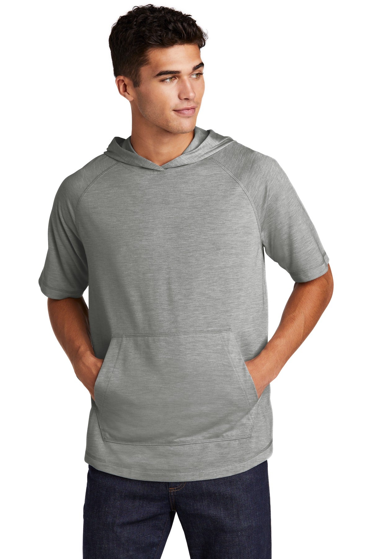 Sport-Tek PosiCharge Tri-Blend Wicking Short Sleeve Hoodie. ST404