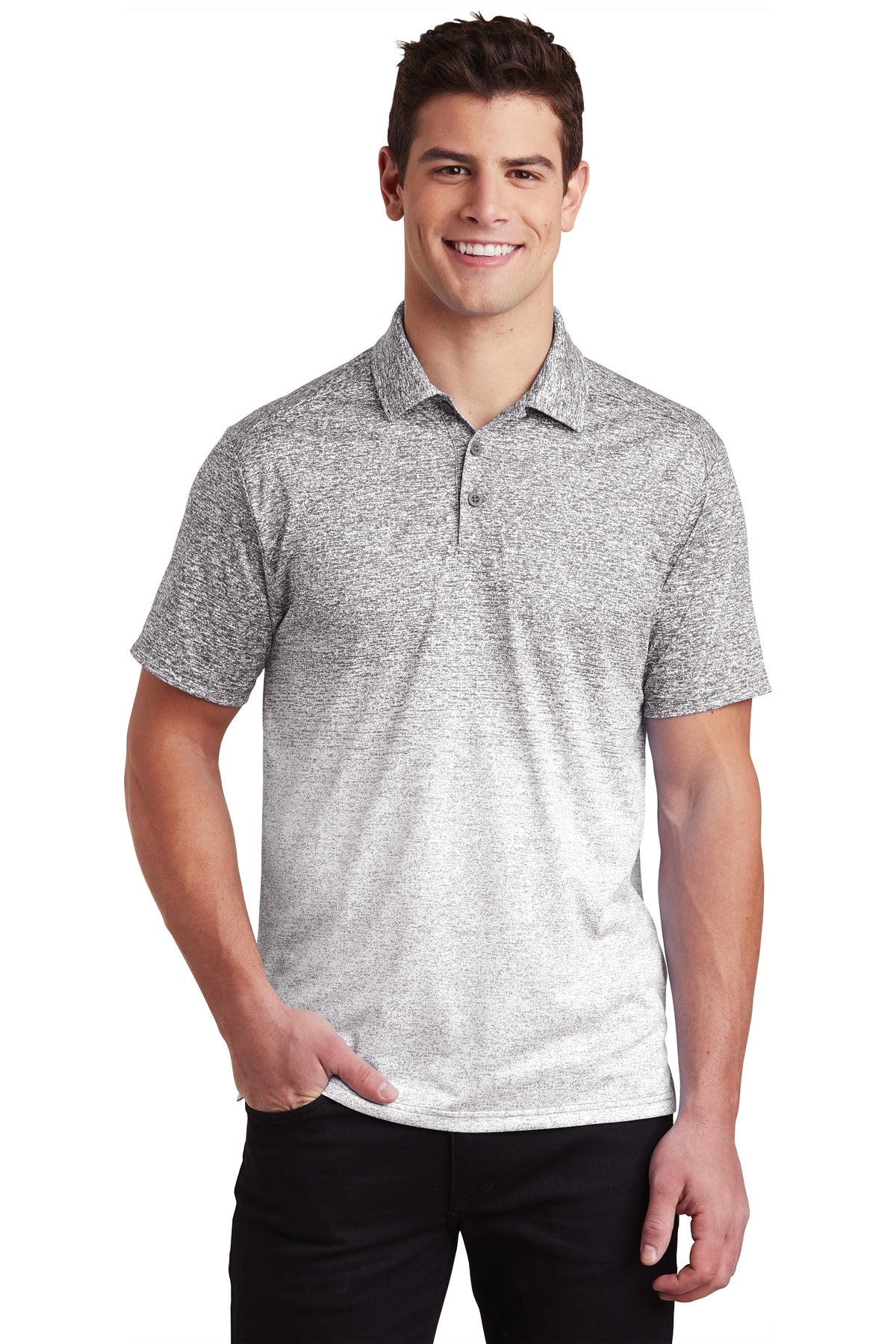 Sport-Tek Ombre Heather Polo. ST671