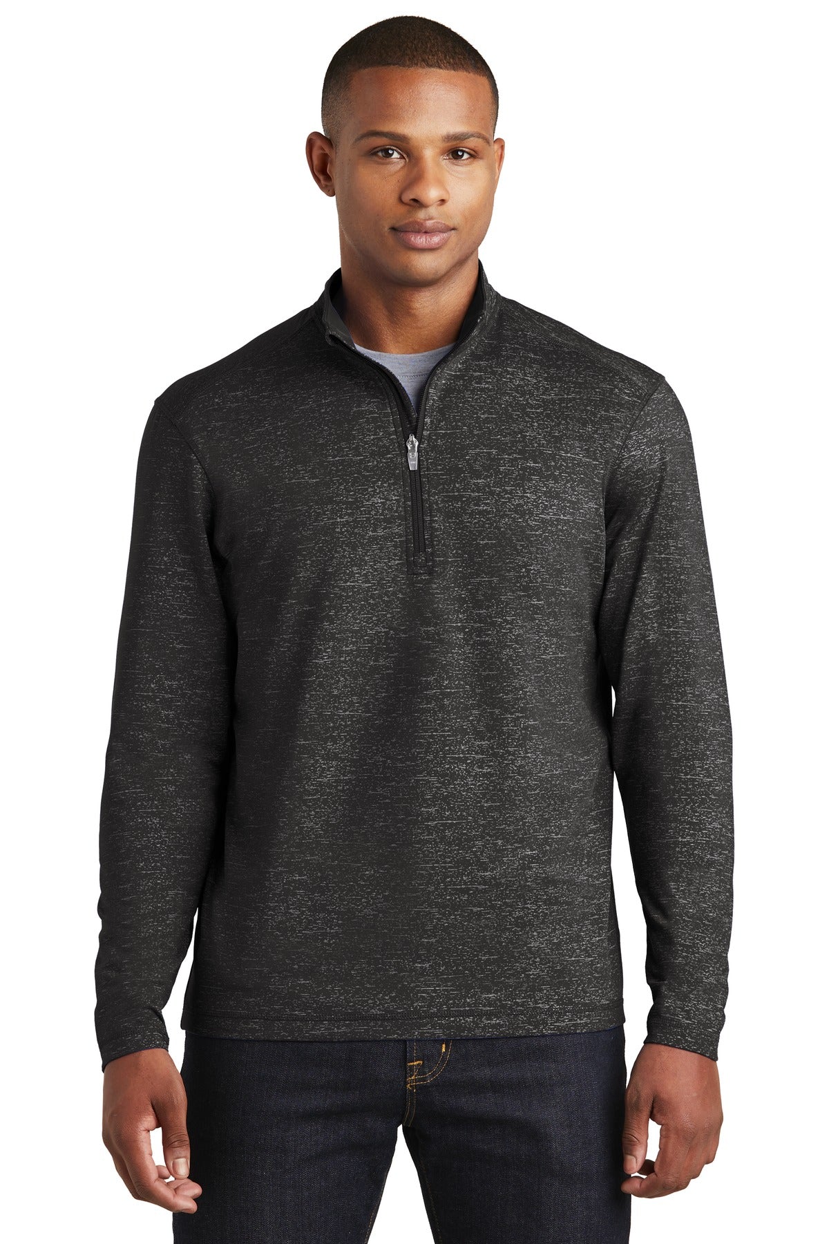 Sport-Tek Sport-Wick Stretch Reflective Heather 1/2-Zip Pullover. ST855