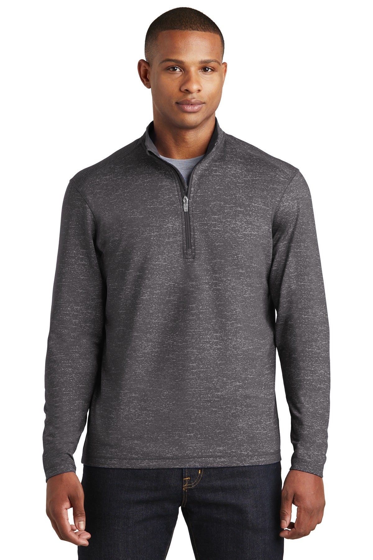 Sport-Tek Sport-Wick Stretch Reflective Heather 1/2-Zip Pullover. ST855