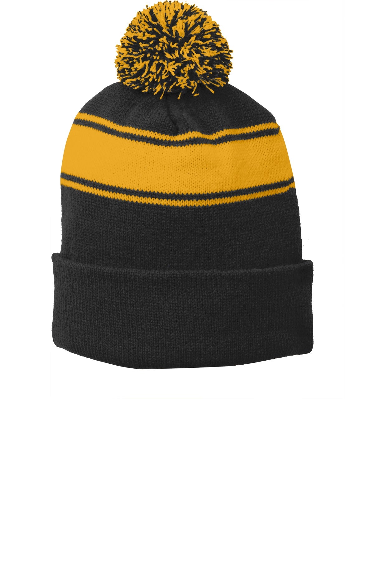 Sport-Tek Stripe Pom Pom Beanie.  STC28