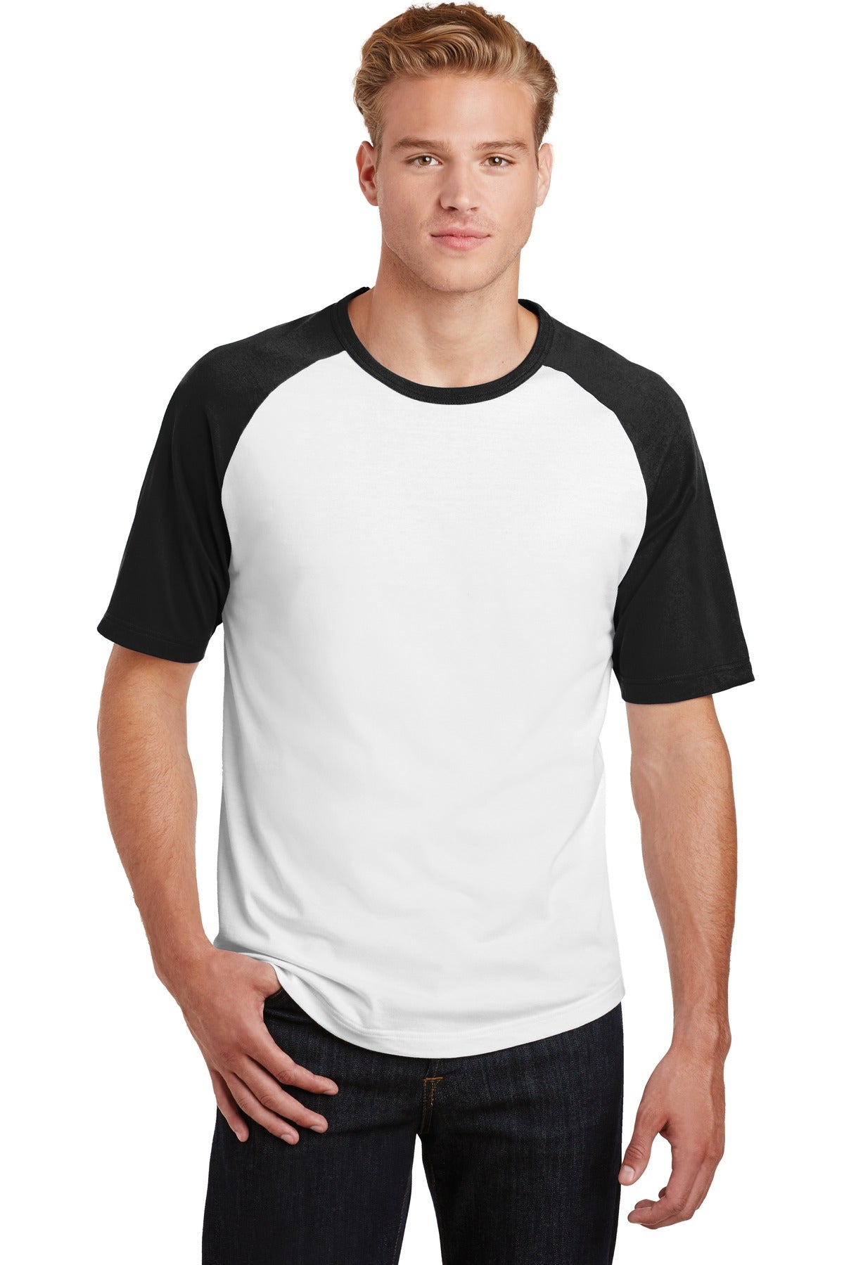 Sport-Tek Short Sleeve Colorblock Raglan Jersey. T201