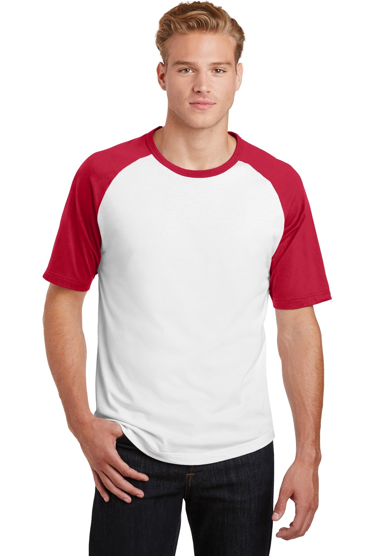 Sport-Tek Short Sleeve Colorblock Raglan Jersey. T201