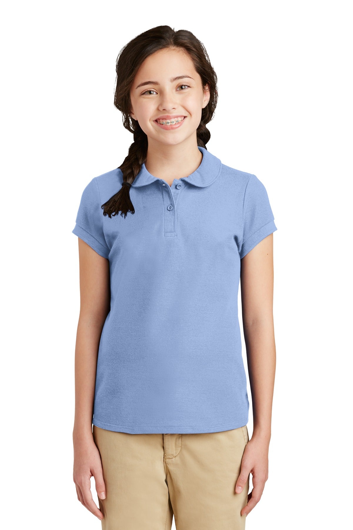 Port Authority Girls Silk Touch Peter Pan Collar Polo. YG503