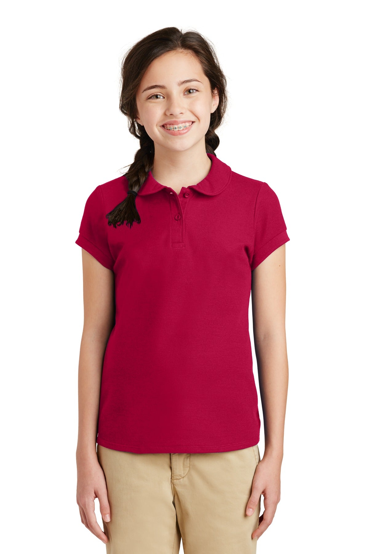 Port Authority Girls Silk Touch Peter Pan Collar Polo. YG503