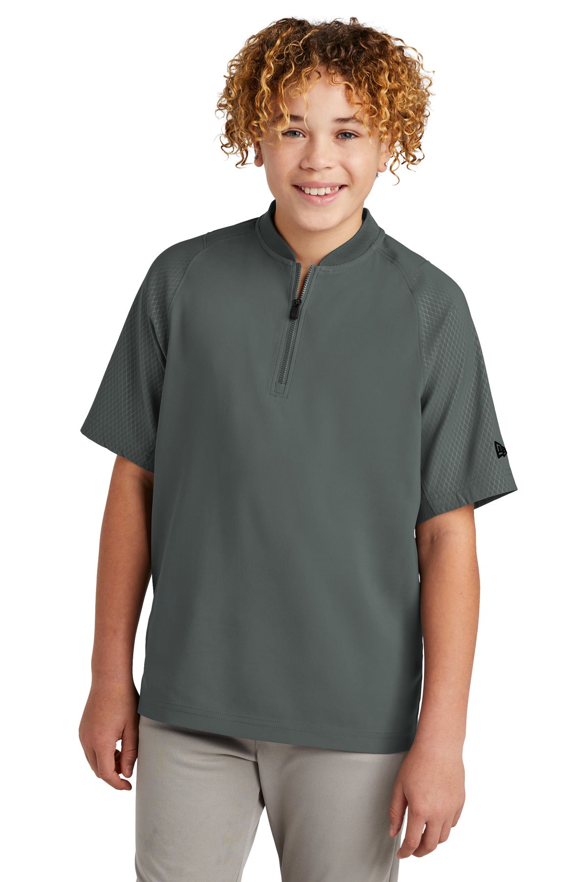 New Era Youth Cage Short Sleeve 1/4-Zip Jacket. YNEA600