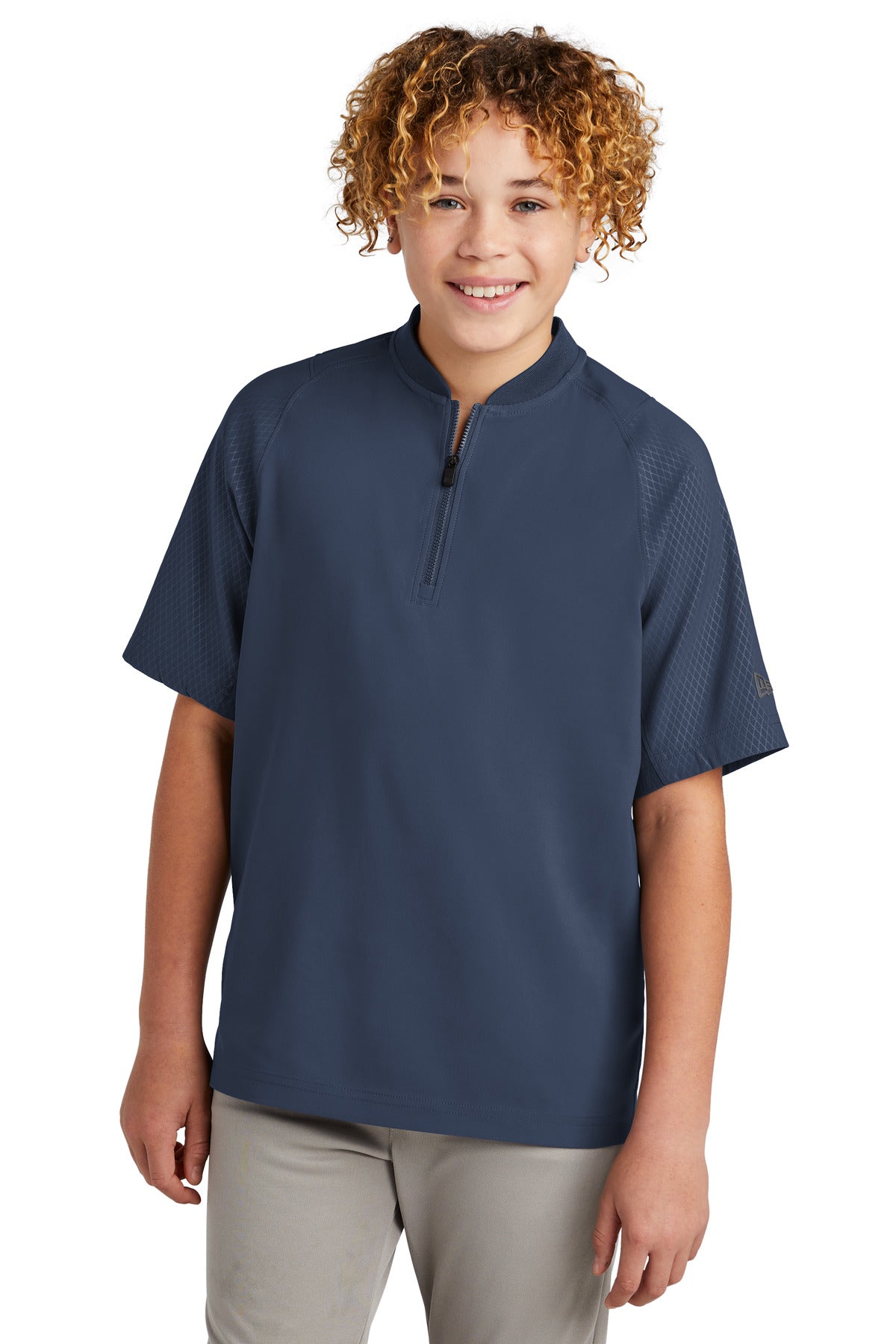 New Era Youth Cage Short Sleeve 1/4-Zip Jacket. YNEA600