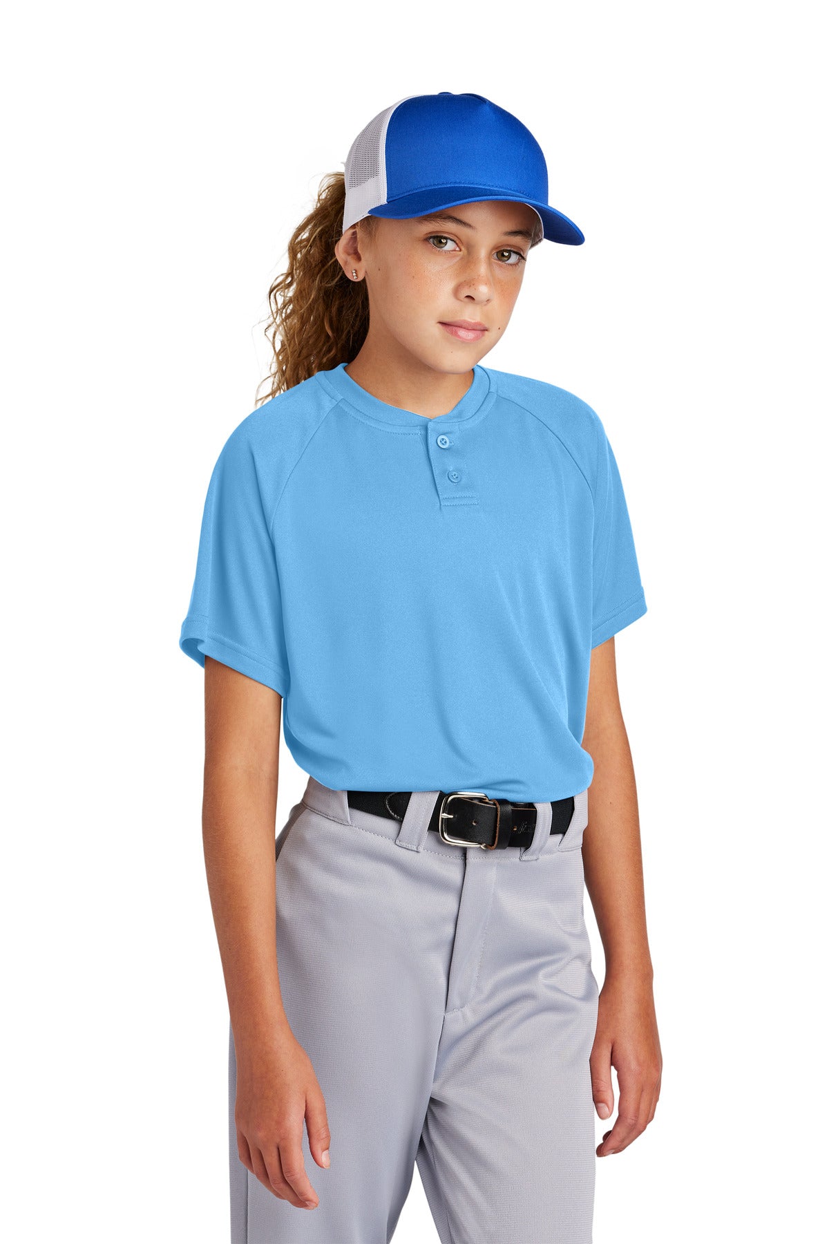 Sport-Tek Youth PosiCharge Competitor 2-Button Henley YST359