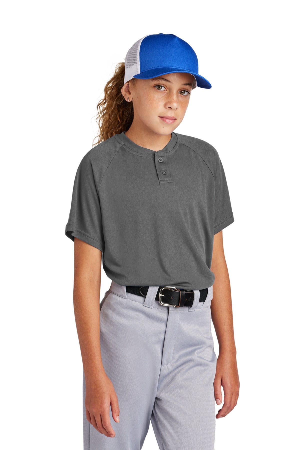 Sport-Tek Youth PosiCharge Competitor 2-Button Henley YST359