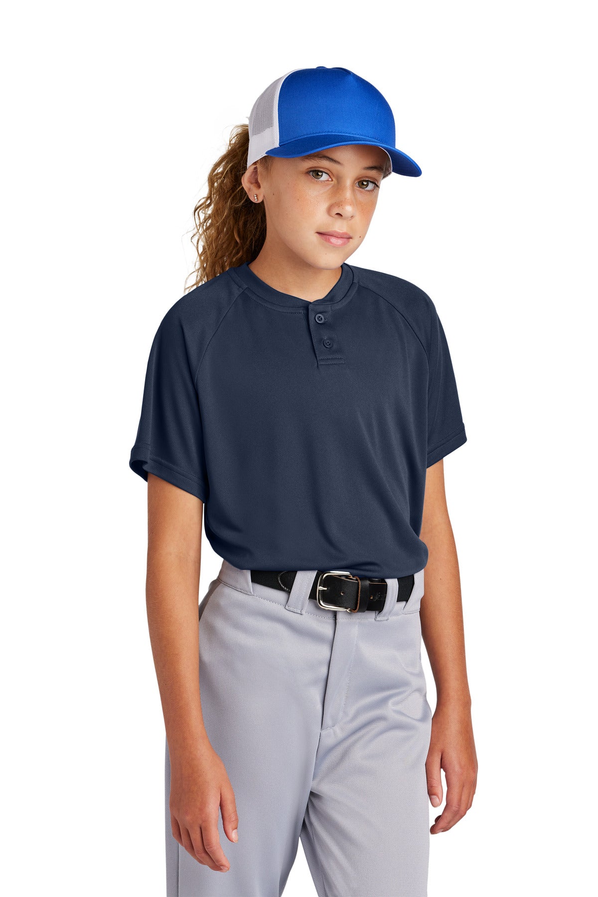 Sport-Tek Youth PosiCharge Competitor 2-Button Henley YST359