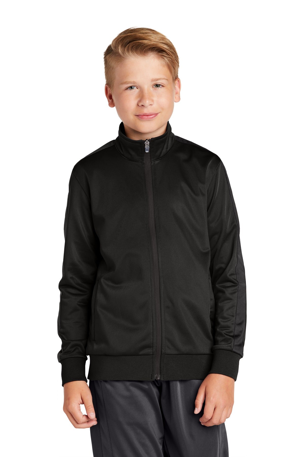 Sport-Tek Youth Tricot Sleeve Stripe Track Jacket. YST94