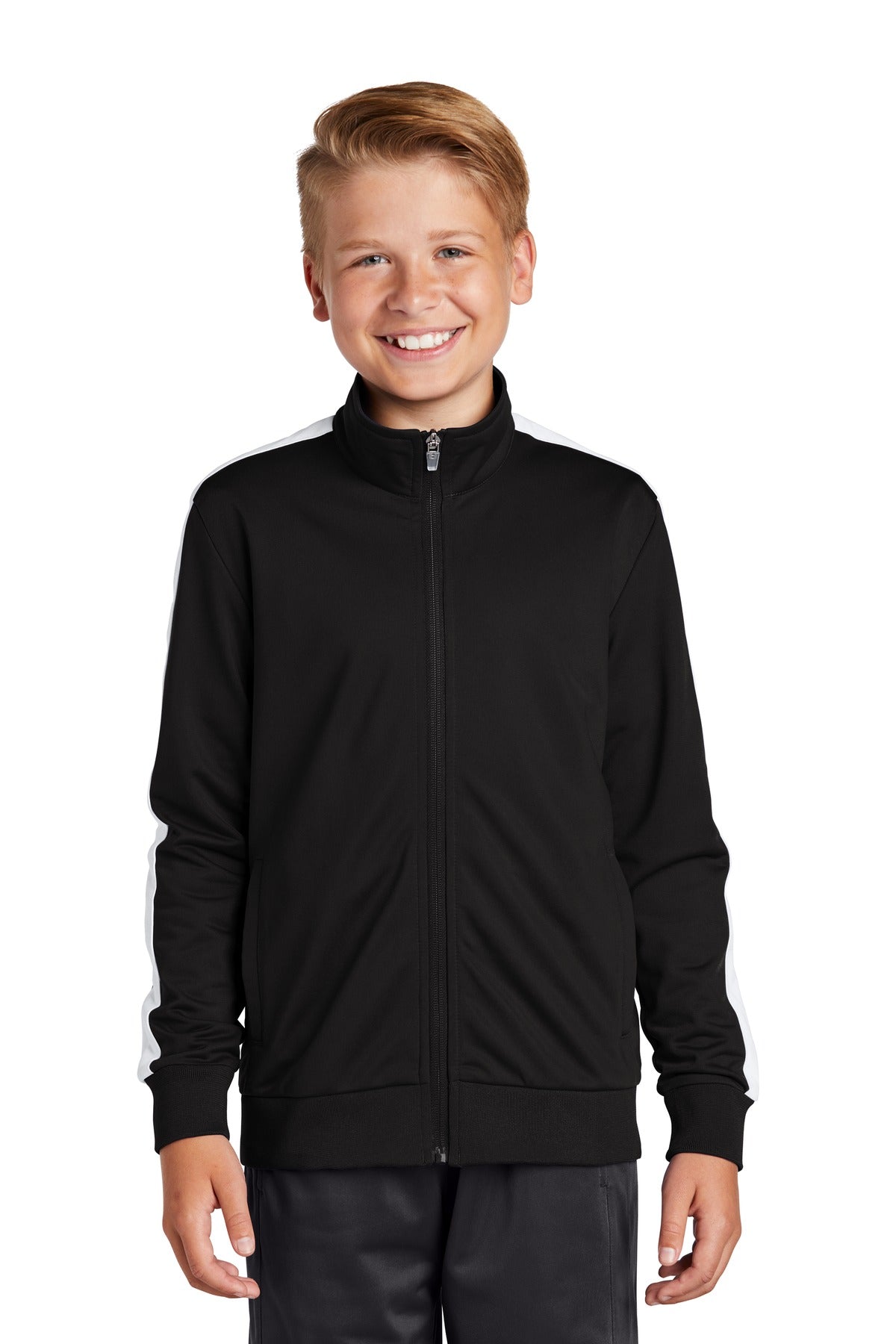 Sport-Tek Youth Tricot Sleeve Stripe Track Jacket. YST94