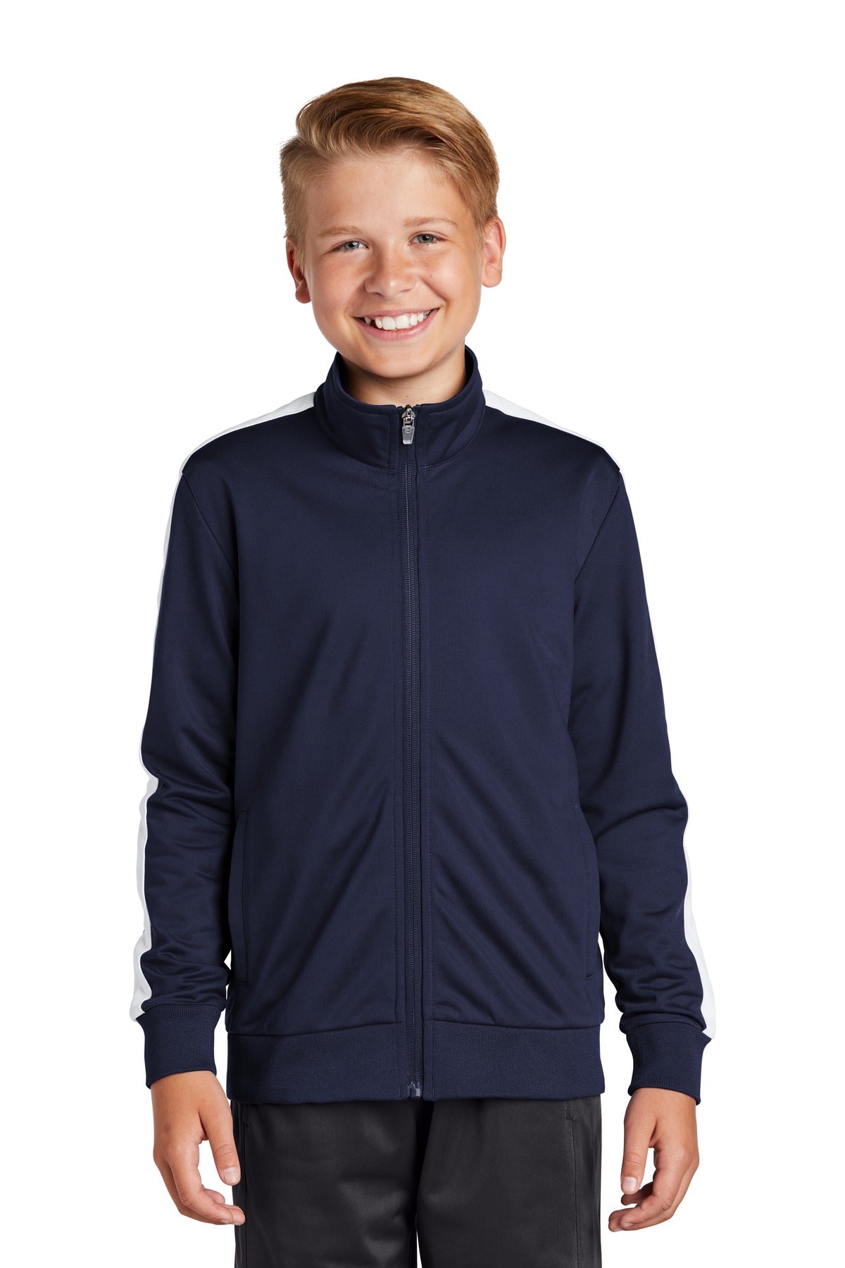 Sport-Tek Youth Tricot Sleeve Stripe Track Jacket. YST94