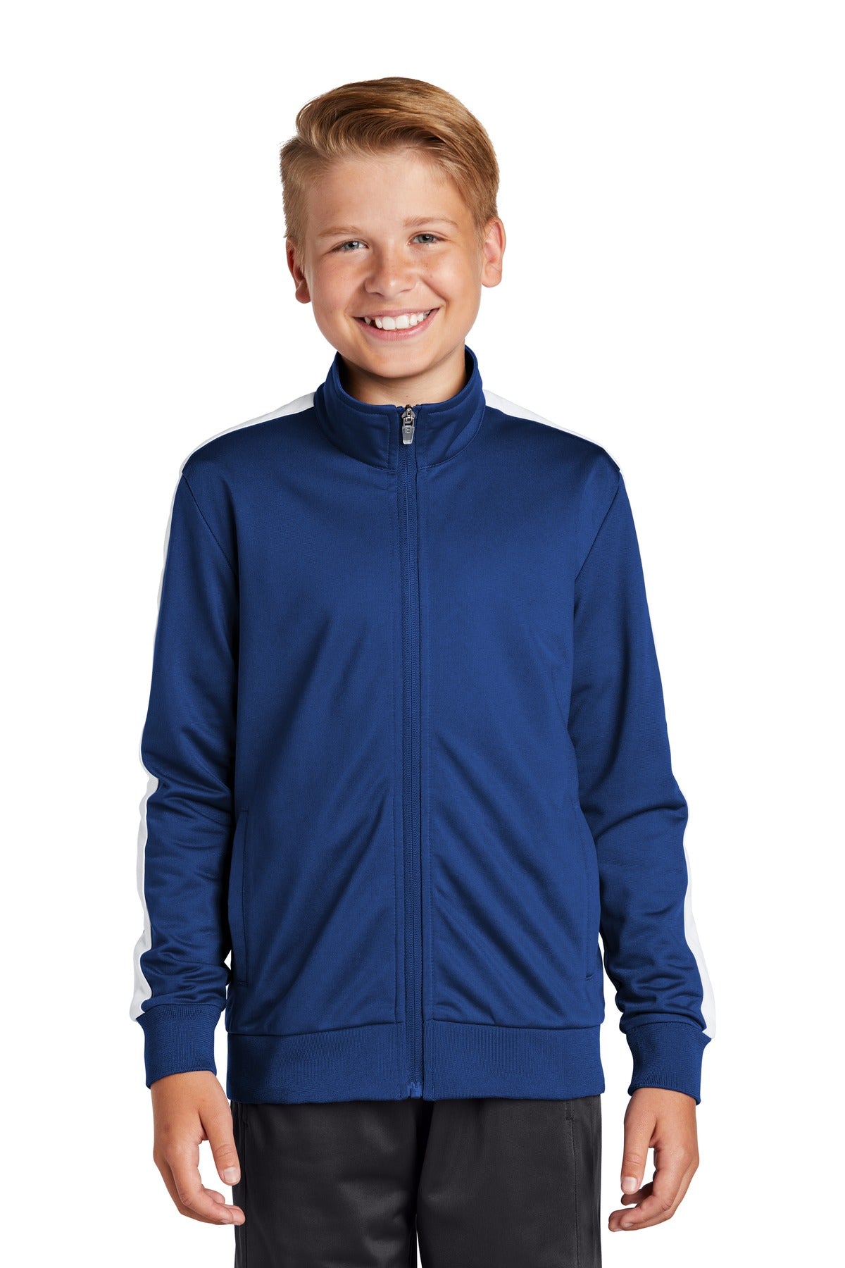 Sport-Tek Youth Tricot Sleeve Stripe Track Jacket. YST94