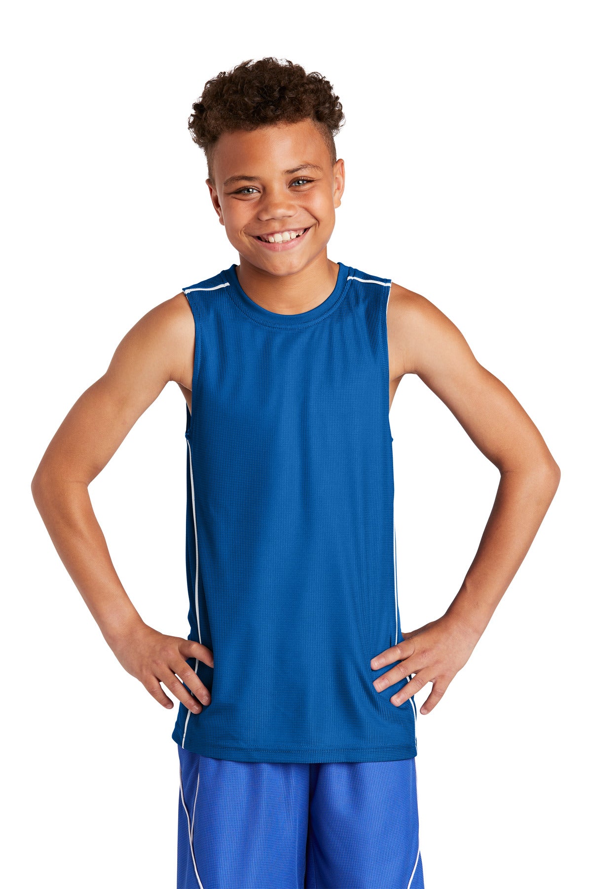 Sport-Tek Youth PosiCharge Mesh Reversible Sleeveless Tee. YT555