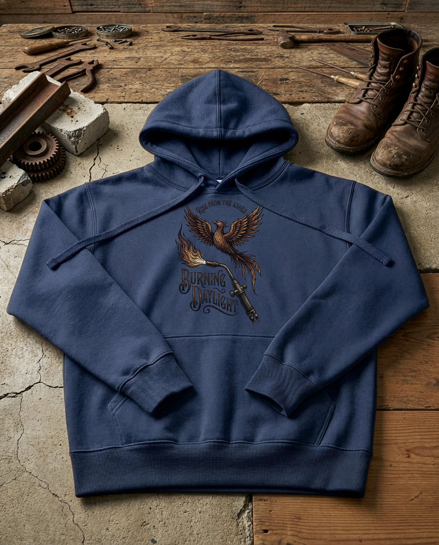 Welding Phoenix | Structured Hoodie - navy.jpg