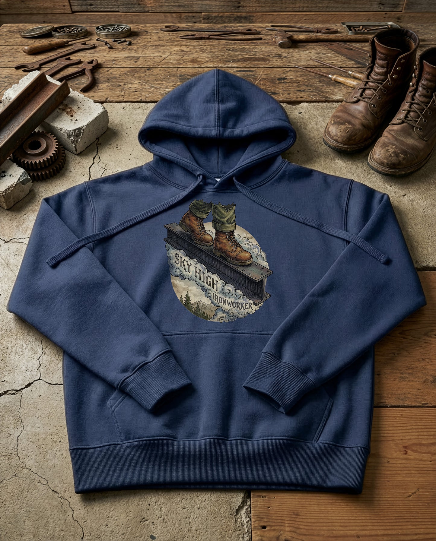 High Iron | Structured Hoodie - navy.jpg