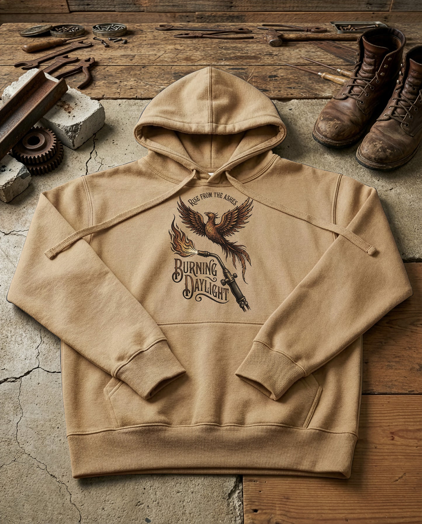 Welding Phoenix | Structured Hoodie - sandstone.jpg